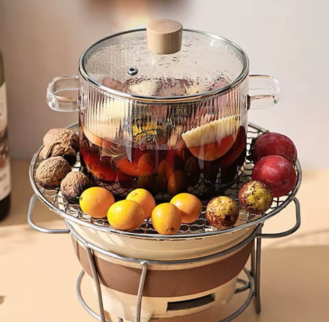 Durable Cooking Glass Pot With Lid, Dual Handles Glass Simmer Pot, Heat Resistant Transparent Cookware, Kitchen Cooking Tool Durable Cooking Glass Pot With Lid, Dual Handles Glass Simmer Pot, Heat Resistant Transparent Cookware, Kitchen Cooking Tool